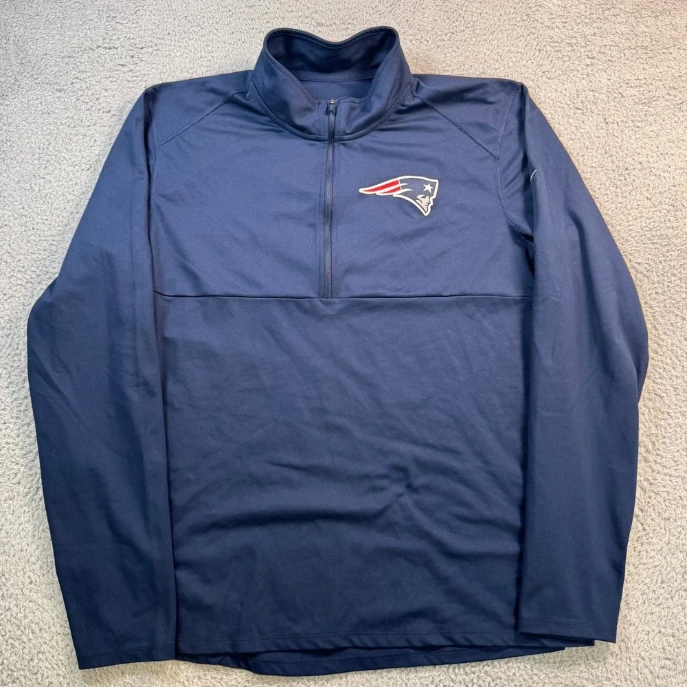Nike New England Patriots Mens XL Dri-FIT Quarter Zip Pullover Navy Blue 10698